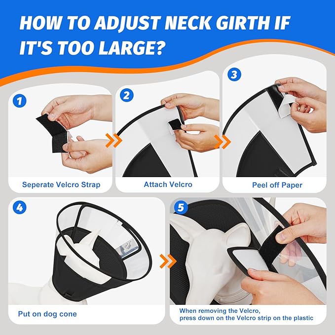 Dog Cone Collar with Soft Liner to Stop Licking, Elizabeth Recovery Collar After Surgery for Large Medium Dogs, Comfortable Pet Head Cone Alternative for Neutering Spay Injury (L)