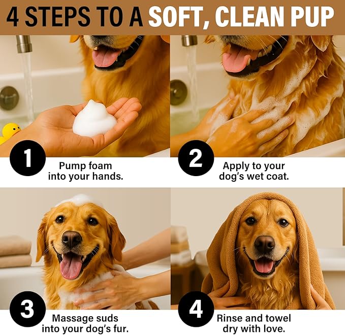 Luxe Foaming Dog Shampoo – Gentle, Moisturizing Pet Wash for Dry & Sensitive Skin – Skin Soothing, Odor Control, Shiny Healthy Coat – 8 fl oz (Cranberry Spice)