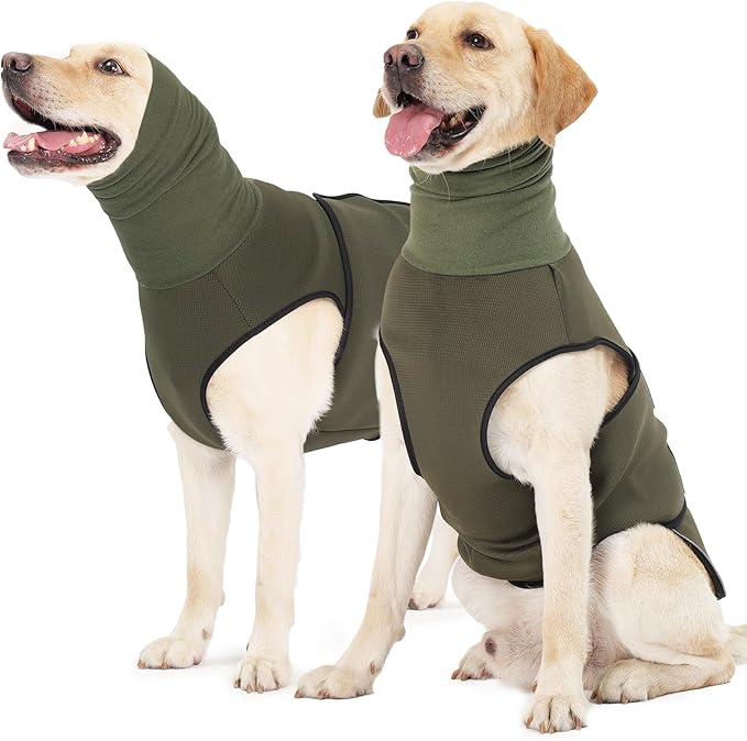 ROZKITCH Soft Dog Anxiety Jacket, Breathable Calming Vest for Storms, Fireworks & Separation, High Collar Design for Small to Large Dogs ArmyGreen XS