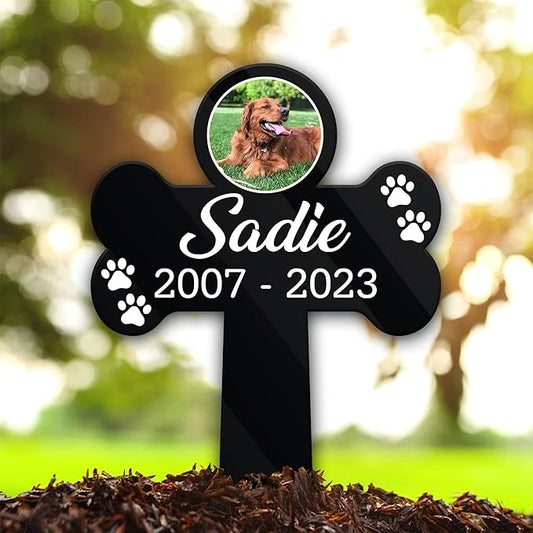 Customized Pet Sympathy Deceased Pet Picture Grave Markers Losing A Dog Bereavement Photo Grave Markers Gifts for Sister Sentimental Quote Memorial Animal Pet Tribute Keepsake Garden Decor