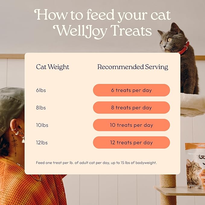 WIJ WellJoy Cat Treat Skin & Coat+ GutBoost | Nourishes Healthy Skin | Supports Shiny Coat | Dual-Benefit GutBoost Formulation | Vet Formulated | Made in USA | Real Shredded Chicken | 120 Soft Chews