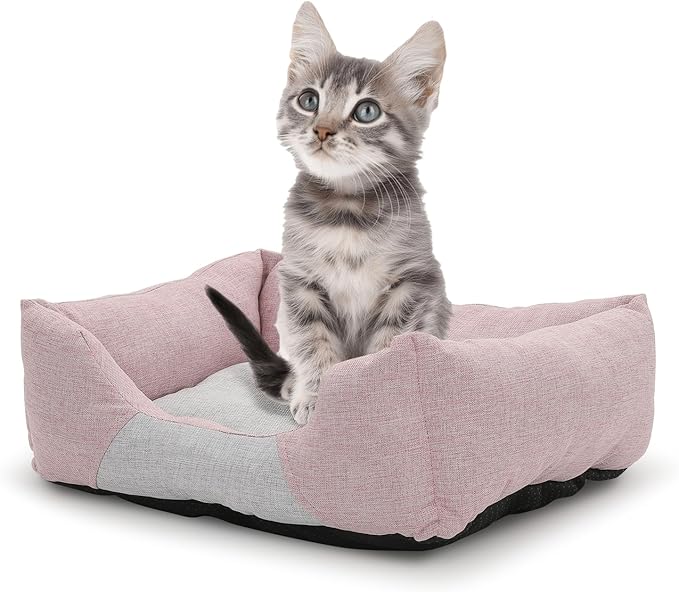 Athena Collection Small Dog Bed, 20 Inches Washable Dog Bed for Small Dogs Puppy Cats Pets, Cozy Soft Warming Fabric with Nonskid Bottom, Pink