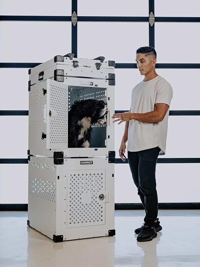 Impact Indestructible High Anxiety Crate for Intermediate Dogs - Heavy Duty Escape Proof Indoor Dog Kennel with Powder-Coated Aluminum - Ideal for Escape Artists (Black, 34" (34.5" L x 23" W x 29" H)