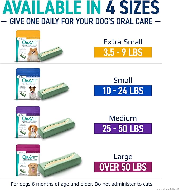 ORAVET Dental Chews for Dogs, Oral Care and Hygiene Chews (Large Dogs, Over 50 lbs.) Pink Pouch, 14 Count
