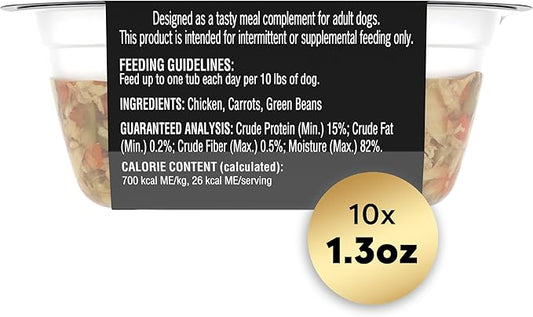 Cesar Simply Crafted Adult Wet Dog Food Meal Topper, Chicken, Carrots & Green Beans, 1.3 oz. Tubs, 10 Count (Pack of 1)