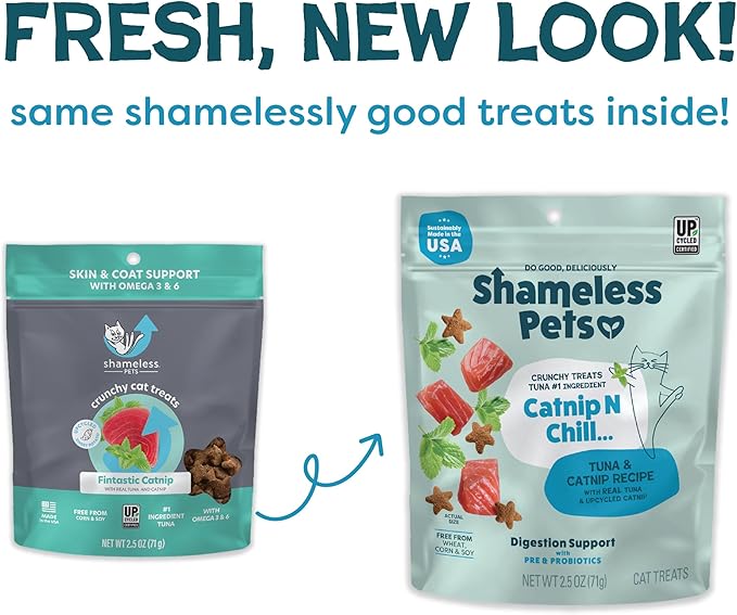 Shameless Pets Crunchy Cat Treats - Catnip Treats for Cats with Digestive Support, Kitten Treats with Real Ingredients, Natural & Healthy Flavored Feline Snacks - Fintastic Catnip, 1-Pk (Pack of 2)