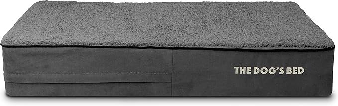 The Dog's Bed Replacement Outer Cover ONLY (Outer Cover ONLY - NO Bed, NO Waterproof Inner) for The Dog's Bed, Washable Plush Fabric, Large 6 Inches, Grey Plush