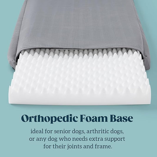 Cybarmour Chew Proof Dog Bed - Orthopedic Indestructible Dog Crate Pad - Outdoor Waterproof Kennel Mat for Aggressive Chewers - Large Breeds & Fits 36-Inch Crate - 35"x22", Limestone