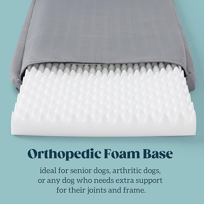 Cybarmour Chew Proof Dog Bed - Orthopedic Indestructible Dog Crate Pad - Outdoor Waterproof Kennel Mat for Aggressive Chewers - Large Breeds & Fits 42-Inch Crate - 41"x27", Limestone