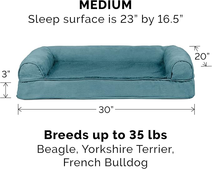 Furhaven Replacement Dog Bed Cover Plush & Suede Sofa-Style, Machine Washable - Deep Pool, Medium