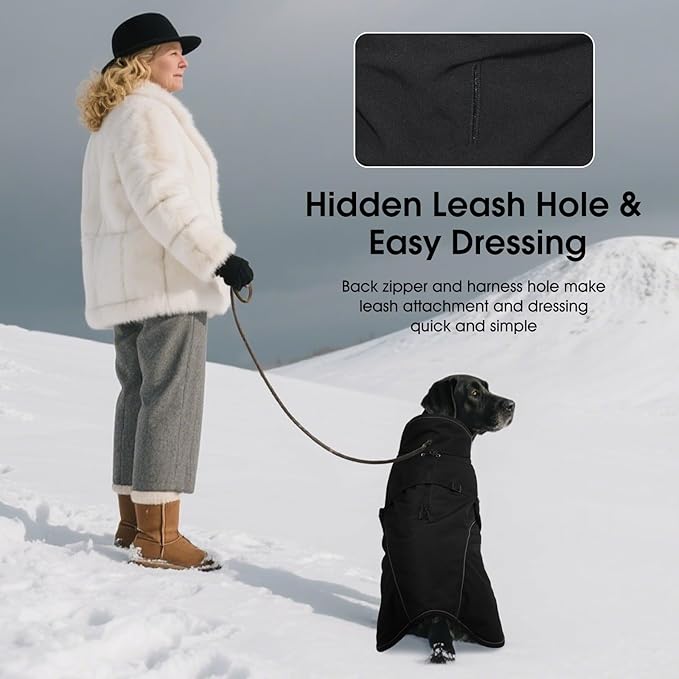 QBLEEV 2 in 1 Dog Coat, Waterproof Dog Winter Jacket with Detachable Fleece Vest, Windproof Warm Snow Jakcet with Harness Hole, Reflective Cold Weather Coats for Small Medium Large Dogs