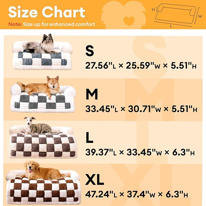 FUNNY FUZZY Pet Couch Covers for Sofa, Dog Couch Bed for Furniture Protector, Pet Bed Mat, Couch Cover for Dogs Washable Non Slip, X-Large, Brown
