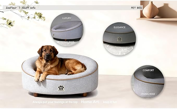 Dog Sofa Couch for Medium to Large Dogs, Memory Foam Dog Sofa Bed, Modern Elevated Pet Couch Bed with Wooden Legs for Medium and Large Dogs(Grey)