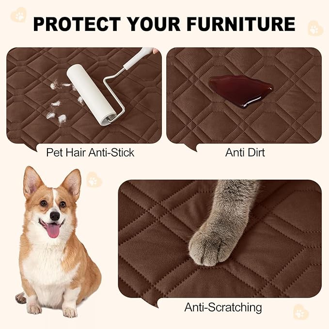 Smiry Waterproof Dog Blanket, 30x70 Inch Soft Pet Bed Cover Reversible, Washable Sofa Couch Furniture Protector for Small Medium Large Dog Puppy Cat, Geometric, Brown/Chocolate