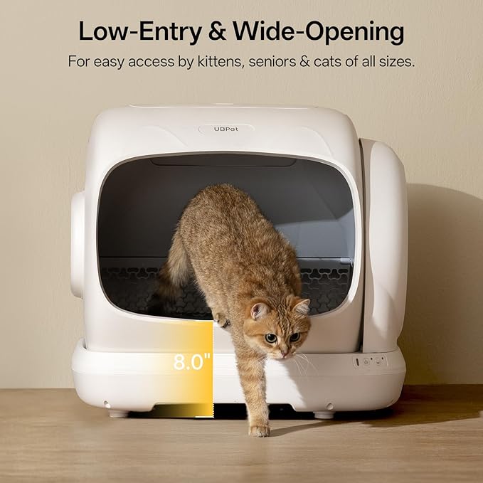 UBPET Self Cleaning Cat Litter Box, XXXL Automatic Litter Box for Multiple Cats, Weight Sensors Safety Protection, Smart APP Control, Odor Control, Works with Clumping/Bentonite/Mineral Litter