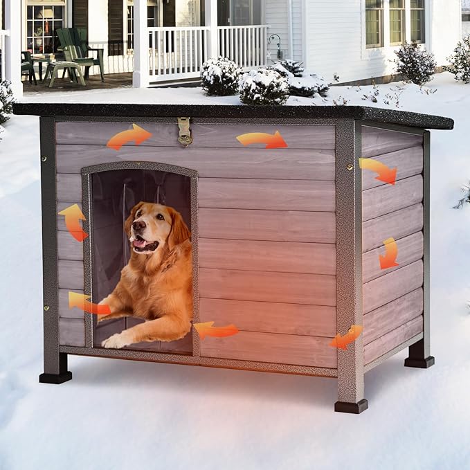 Large Heated Dog House Outdoor XL Insulated Dog House Weatherproof Dog Kennel (Outdoor Dog House (Standard Model), Large Insulated Dog House (AIR73))