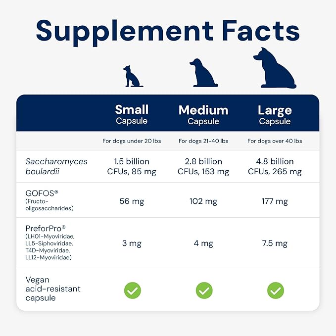 AnimalBiome Dog Probiotics - GMP Prebiotics and Probiotics - Reduce Diarrhea Flareups - for Dogs 21-40 lbs (60 Capsules) - DoggyBiome