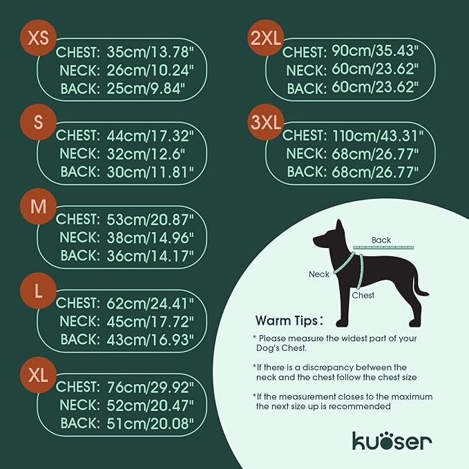 Kuoser Dog Coat, 2 in 1 Dog Jacket with Harness Built in, Winter Waterproof Puppy Puffer Jacket Snowsuit for Small Medium Large Dogs, Cold Weather Reflective Pet Fleece Hunting Vest with Zipper