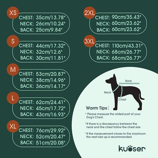 Kuoser Dog Coat, 2 in 1 Dog Jacket with Harness Built in, Winter Waterproof Puppy Puffer Jacket Snowsuit for Small Medium Large Dogs, Cold Weather Reflective Pet Fleece Hunting Vest with Zipper