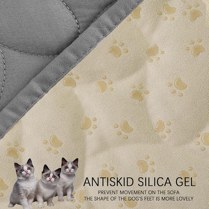 Ameritex Waterproof Pet Bed Cover Anti-Slip Dog Bed Blanket for Sofa and Furniture Waterproof New Pattern Design (Lightgrey, 30x53 Inch (Pack of 1))
