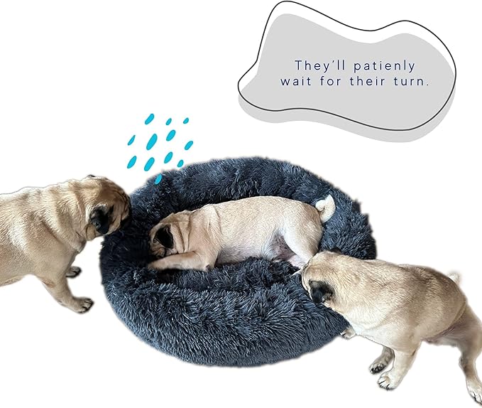 | Calming Dog Bed - Round Warming Polyester Bed for Cat and Dog - Durable Sleeping Cotton Bed with Comfortable - Machine Washable Mute Base Bed - Non-Slip Bed for All Breeds - Small - Grey