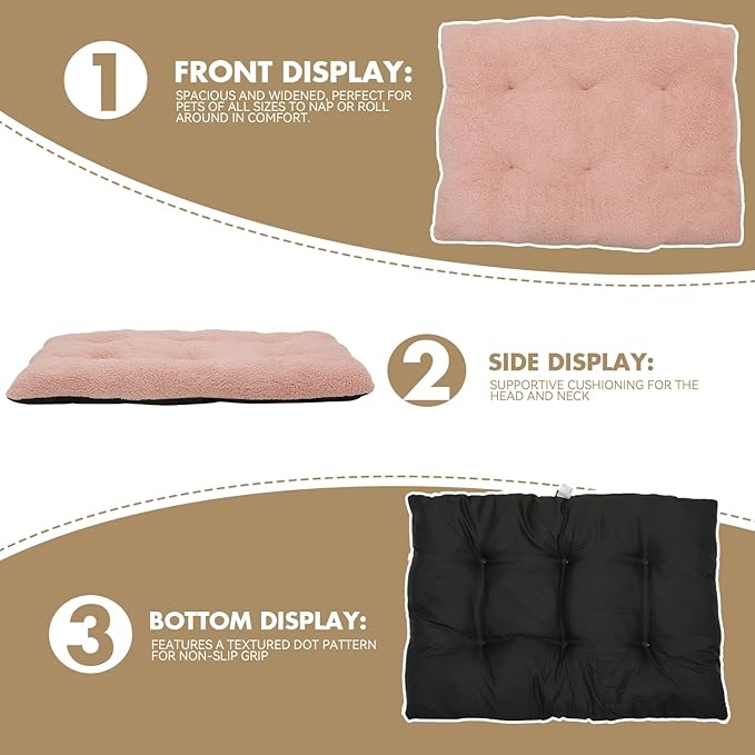 Athena Collection Dog Bed Large Size Dog, 39 Inches Washable Dog Crate Bed for Large Dogs Cats Pets, Faux Fir Calming Crate Pad Warming Cozy Soft, Pink