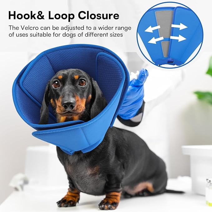Queenmore Soft Dog Cone Collar,Comfortable Dog Cones for Medium Dogs/Cats to Stop Licking After Surgery,Comfy Cone for Dogs, Neuter Recovery Ecollars of Shame Alternatives,Blue,M