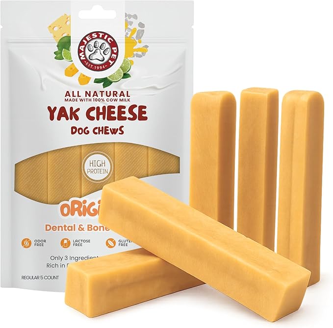 Majestic Pet Himalayan All-Natural Yak Cheese Dog Chews Made with 100% Cows Milk- Long Lasting Dental Chew for Dogs - Healthy Pet Treats (Dental & Bone Support, Regular, 5 Pack)
