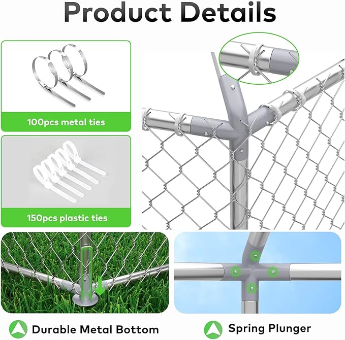 9.1x9.1 FT Large Outdoor Dog Kennel Outside, Heavy-Duty Galvanized Wire Mesh Dog Enclosure with Waterproof Cover & Secure Lock, Hexagonal Cage for Large Dogs
