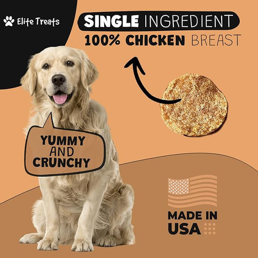 Chicken Chips 12 oz, Dehydrated Chicken Dog Treats, All Natural, Single Ingredient, USA Made, for Small to Large Dogs
