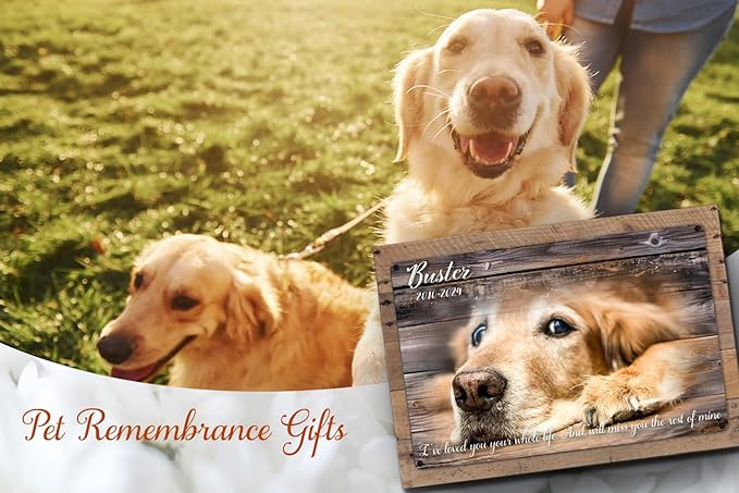 MUNDAZE Custom Pet Portrait Memorial Gift – Personalized With Dog or Cat Name and Quote, Metal Print on Rustic Wood Frame – Sympathy Gift for Loss of Pet – Custom Name – Made & Shipped in USA