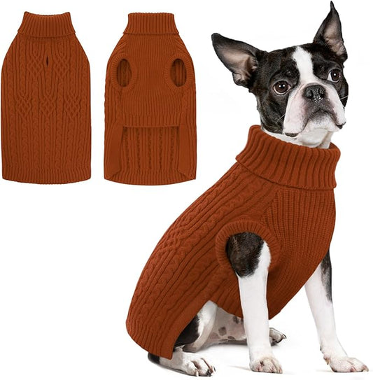 SUNFURA Dog Sweaters for Large Dogs, Large Dog Sweater for Christmas Holiday, Warm Winter Fall Pet Sweaters for Dogs Girls Boys, Turtleneck Sweatshirt for Corgi, French Bulldog, Brickred L