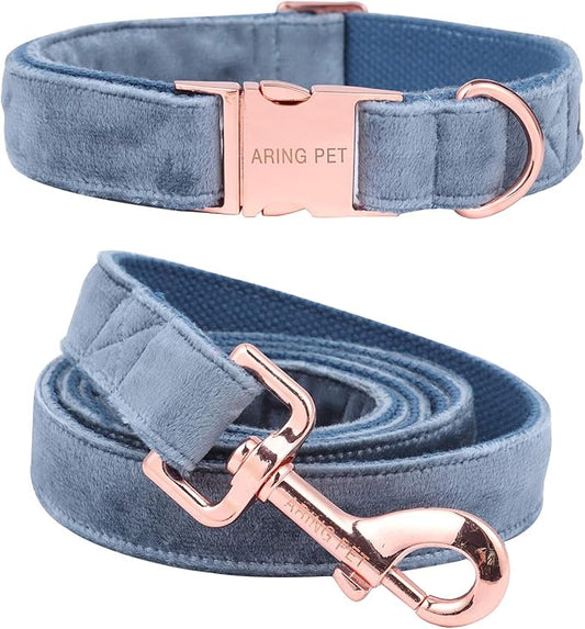 ARING PET Dog Collar and Leash, Velvet Dog Collar and Leash Set, Soft & Comfy, Adjustable Collars for Dogs Medium