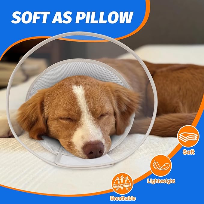 Dog Cone Collar with Soft Liner to Stop Licking, Elizabeth Recovery Collar After Surgery for Large Medium Dogs, Comfortable Pet Head Cone Alternative for Neutering Spay Injury (XS)