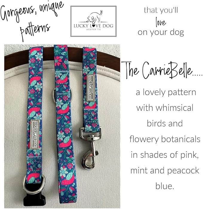 Lucky Love Dog - Adjustable Dog Collar with Easy Click Buckle for Small to Large Dogs, Durable, & Comfortable for Male & Female Dogs, Pet Collar for Puppies & Adult Ones - Carriebelle, Medium