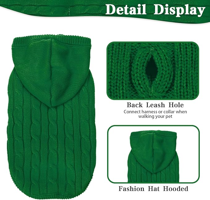 PUPTECK Winter Dog Cat Sweater Coat - Soft Cold Weather Clothes Knitwear for Kitties & Small Dogs Indoor Outdoor Walking Warm, Knitted Classic for Doggies Kitties Girls Boys, Light Green M