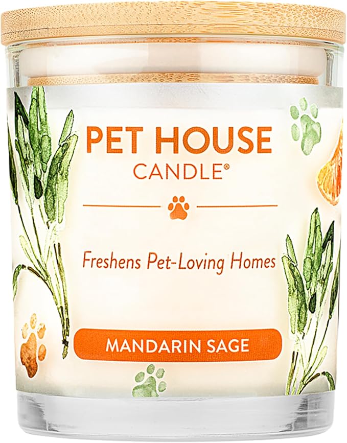 One Fur All Pet House Fall Candles, Long Lasting, Clean Burning, Soy Wax Scented Candles for Pet Odor, Mandarin Sage