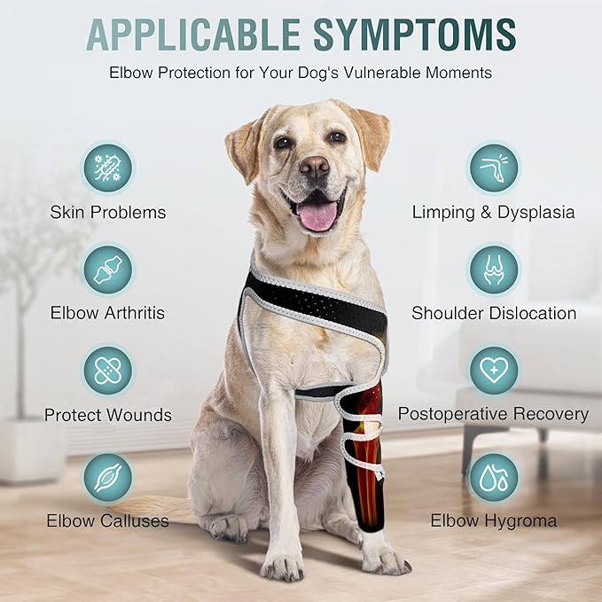 Dog Elbow Brace & Front Leg Brace for Dogs to Stop Licking – Dog Elbow Protector & Hygroma Elbow Pads for Dogs, Adjustable Dog Sleeves for Front Legs, Reflective – Left Leg, S