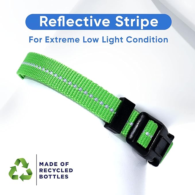 Pawtitas Recycled Dog Collar with Reflective Stitched Puppy Collar Made from Plastic Bottles Collected from Oceans Medium Earth Green