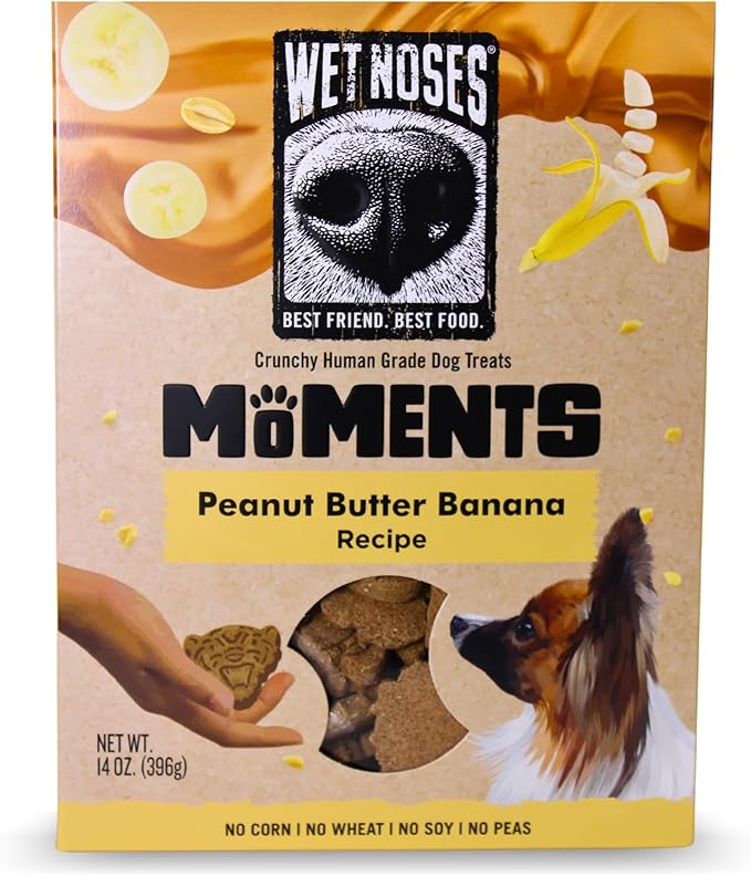 Wet Noses Moments Non-GMO Peanut Butter Jungle Animal Crunchy Dog Treats - 14oz | No Corn, Wheat, Soy or Peas, Made with 5 Simple Ingredients