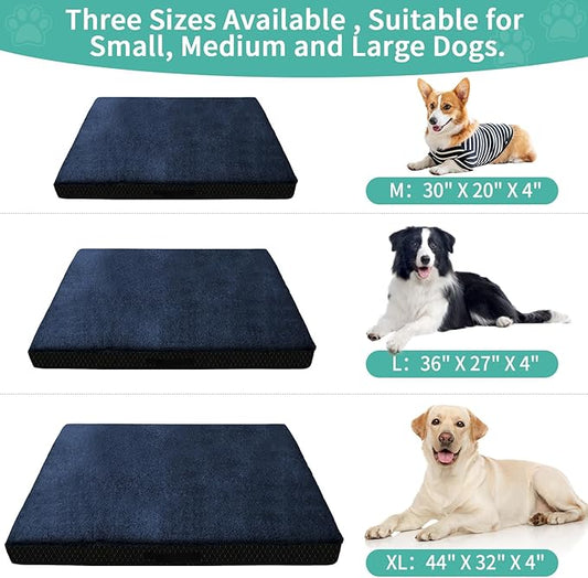 COSHNIBI Dog Bed Covers Replacement Washable,Waterproof Bed Covers Soft Plush Replacement with Zipper & Removable for Dog/Cat 30''Lx20''Wx4''H-Navy Blue