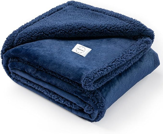 Waterproof Navy Pet Blanket for Dogs Reversible Jacquard Pets Puppy Throw Blankets Bed Cover Leakproof Sofa Couch Washable Cover Cat Doggie Blanket for Warm-Navy Blue,L