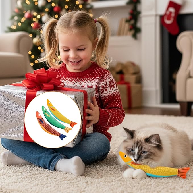 3 Pack Catnip Toys, Cat Toys Interactive, Interactive Cat Toys for Indoor Cats, Saury Fish Kitten Toys Suitable for Playtime and Hunting Instinct Stimulation
