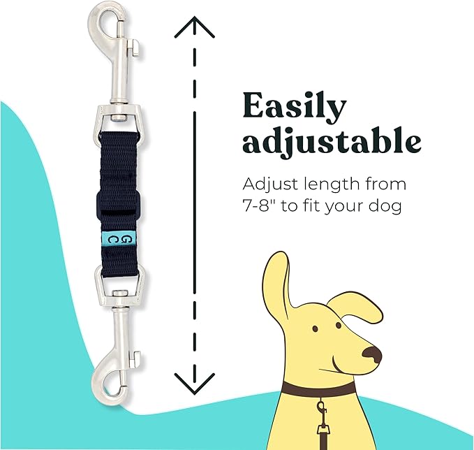 Gentle Creatures Collar Companion - Adjustable Backup Clip for Dog Harness, Prong, Pinch Collars, Gentle Lead - Double Ended Backup Clasp - Harness to Collar Safety Clip