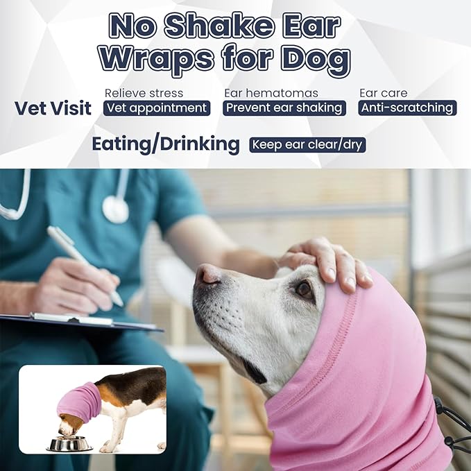 Nanaki Dog Calming Hoodie,3rd Gen Anti-Slip Hematomas Ear Wraps for Dogs Ear Covers,Adjustable Doggy Head Muffs Noise Protection,Fireworks Ear Protector Pet Grooming Ear Cover Pet Head Wrap Snood