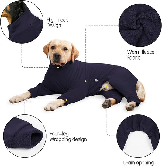 Fleece Dog Sweater for Small Medium Large Dog for Daily Run Walk Sleep Pet Winter Jacket & Windproof Clothes Coat 3XL Navy Blue