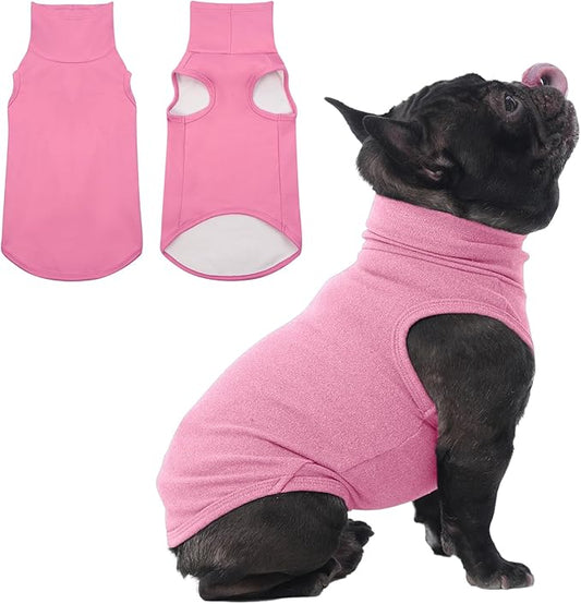 IECOii Small Dog Sweater,Stretch Fleece Vest - Pink, Medium,Warm Pullover for Winter Spring and Fall, Soft & Lightweight Dog Sweatshirt Indoor Outdoor Clothes,Turtleneck for Small Medium Dogs Girl Boy