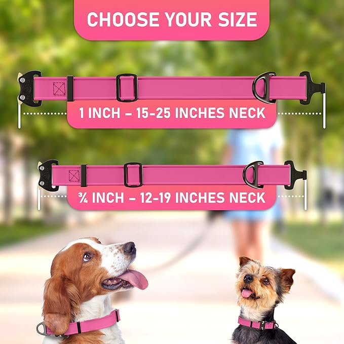 Biothane Dog Collar with Cobra Buckle - Made in USA - QR Code Dog Tag ID Included - Adjustable Heavy Duty Dog Collars for Medium Large Dogs - Waterproof Military Grade Tactical Collar for Dogs