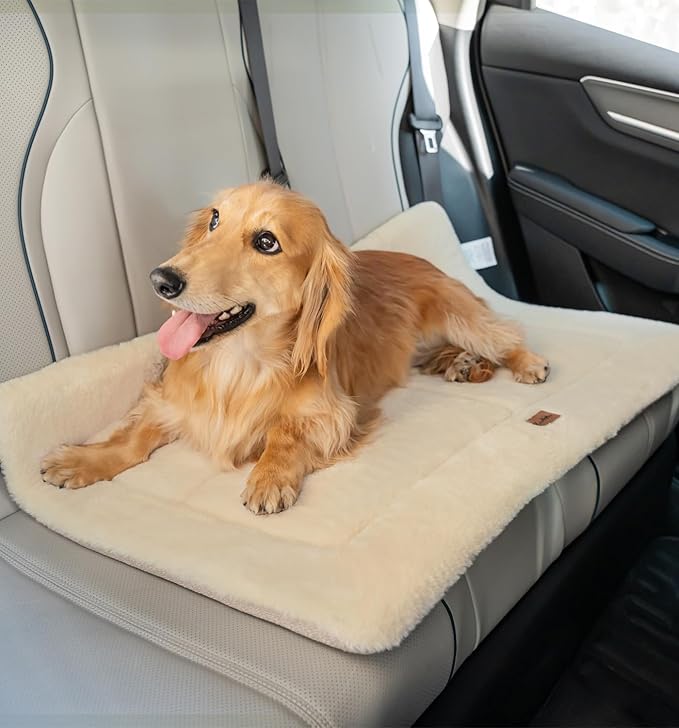 Made4Pets Dog Crate Pad Bed for Medium Dogs, Washable & Reversible, Anti-Slip Kennel Mat for Cozy Sleeping, Soft Fluffy Dog Bed for Indoor & Outdoor Use, 29"x21", Beige