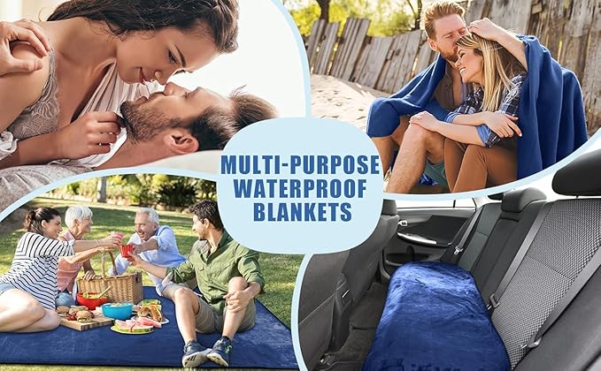 Waterproof Blanket for Bed, Couch, Kids & Pets Protection – Splash-Proof, Spill-Proof, Leakproof Flannel Blanket Reversible Design (Navy Blue & Abyss Green, 60x80)
